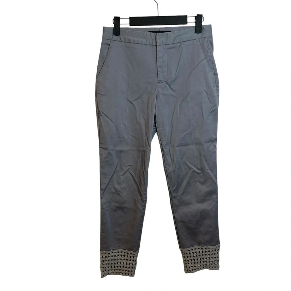 Zara Slate Blue Crochet Ankle Pants